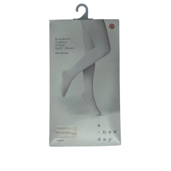 A New Day Womens Blackout Tights Large/XL Ivory New Soft Sheen 120 Denier - Picture 1 of 6